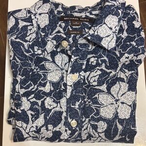 Michael Kors Blue and White Patterned Men's Shirt